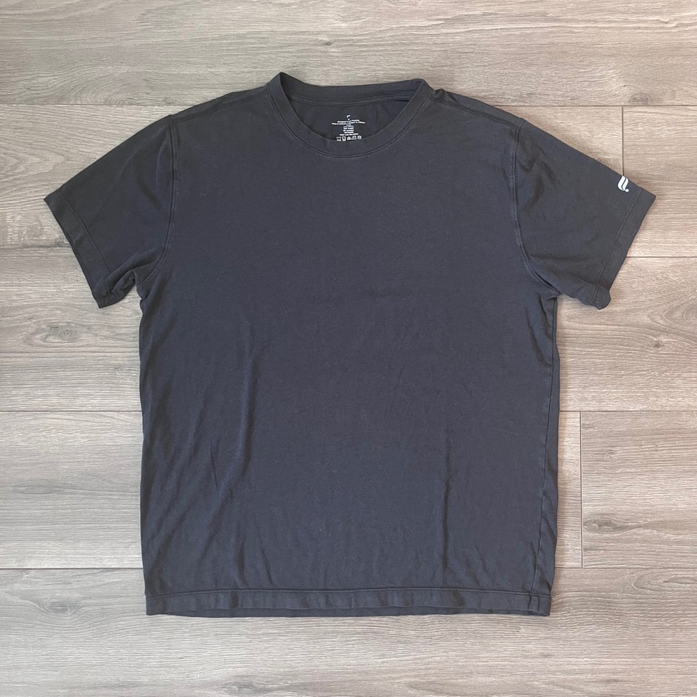 Fabletics Mens Training Tee Black Short Sleeve Crew Neck Stretch Top Size M